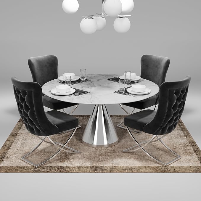 Ottomanson Royal Dining Chairs Set of 8 – Upholstered Tufted Microfiber - Image 2