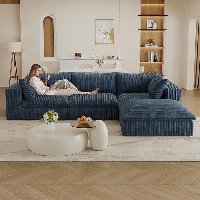 118.2" L Shaped Modular Sectional Cloud Couch - Image 5