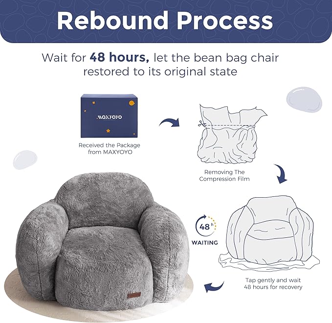 MAXYOYO Bean Bag Chair, Comfy Pebble Shaped Single Bean Bag Sofa - Image 6
