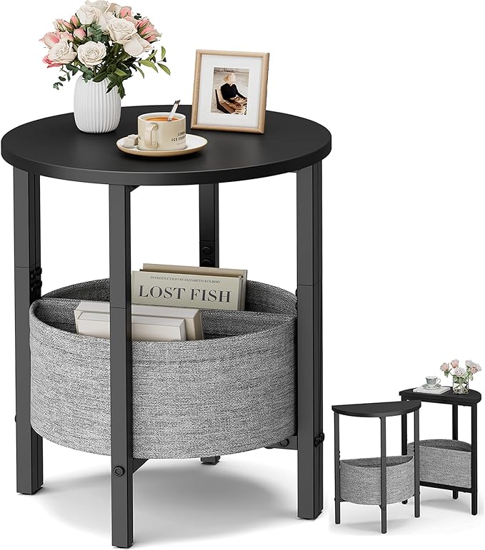 Vagusicc Small Round Side Table End Table, Tall Accent Table by Vagusicc