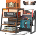 AV Media Stand with Outlets, Stereo Stands and Racks with Vinyl Storage by Besiost