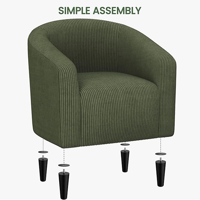 Yaheetech Accent Barrel Chair, Corduroy Fabric Club Chair, Furry Sherpa Elegant - Image 9