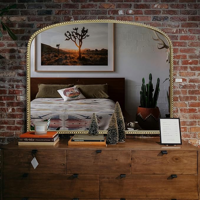 Antique Gold Arched Wall Mirror - Image 7