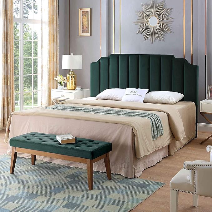 24KF Velvet Upholstered Buttons Tufted Entryway Bench - Image 9