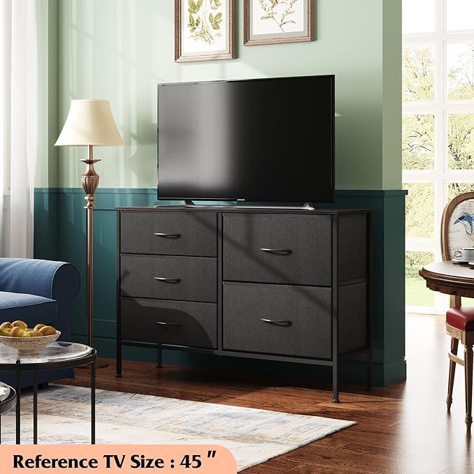 WLIVE Dresser for Bedroom with 5 Drawers, Wide Bedroom Dressers with Drawer - Image 2