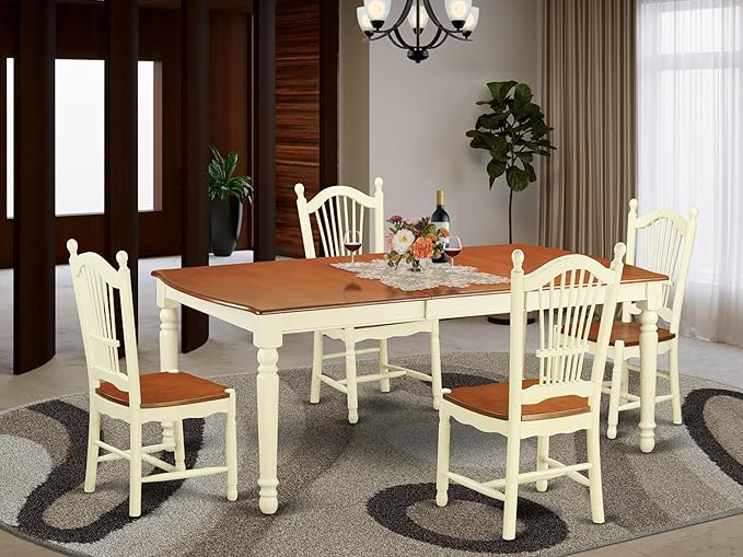 East West Furniture DOVE5-WHI-W 5 Piece Modern Dining Table Set Includes a - Image 2