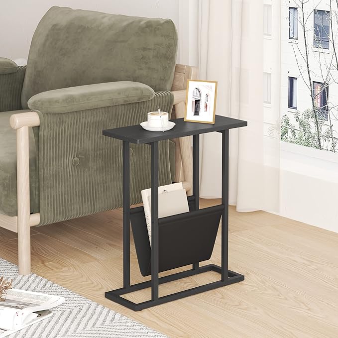 Yusong Small Narrow Side Table for Small Spaces, 17.7" W Slim End Table - Image 9