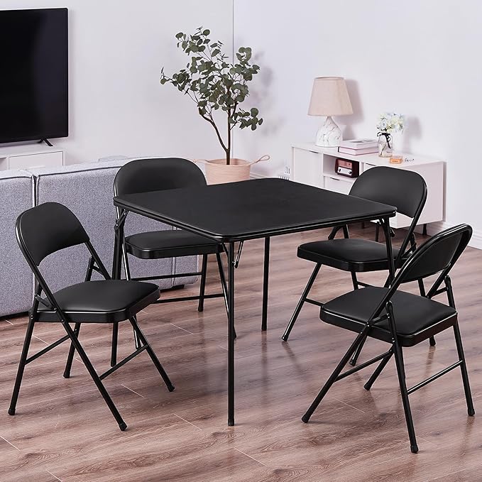 VECELO Folding Card Table and Chair Set of 5 Portable by VECELO