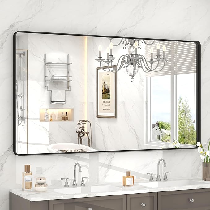 55x30 Inch Black Framed Bathroom Mirror by VANLIOBathroomMirror