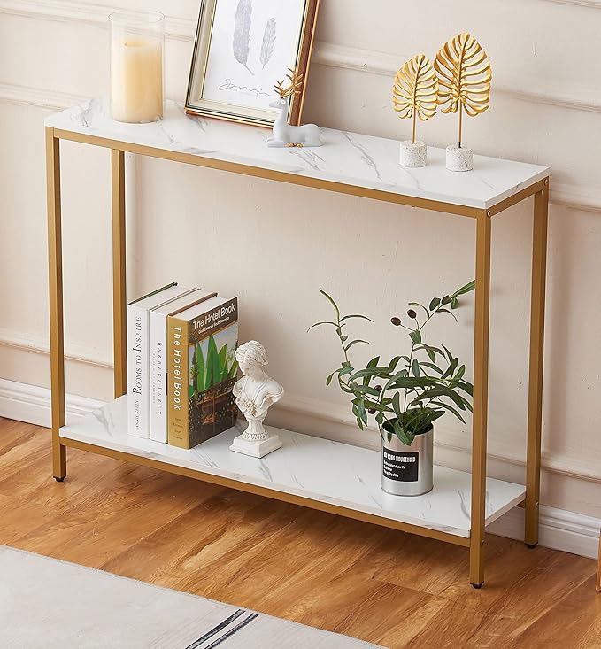 loglus Console Table for Entryway, Faux Marble MDF Sofa Table by loglus