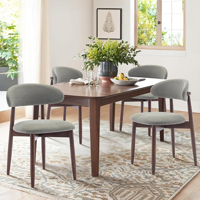 COLAMY Wooden Dining Chairs Set of 4, Modern Fabric Upholstered Dining Room by COLAMYINC