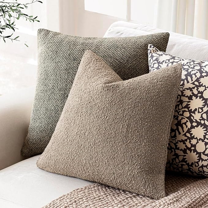 Foindtower Pack of 2, Decorative Textured Boucle Throw Pillow Covers Neutral - Image 5