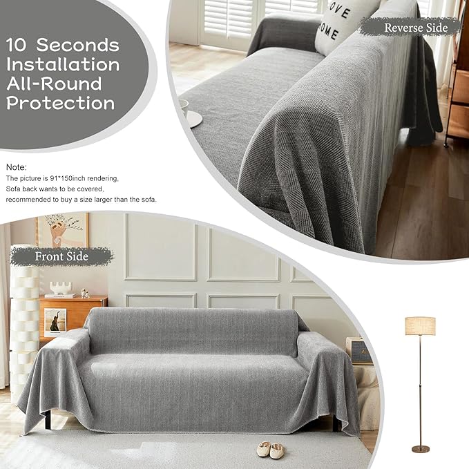 STACYPIK Soft Dark Gray Couch Cover - Image 3