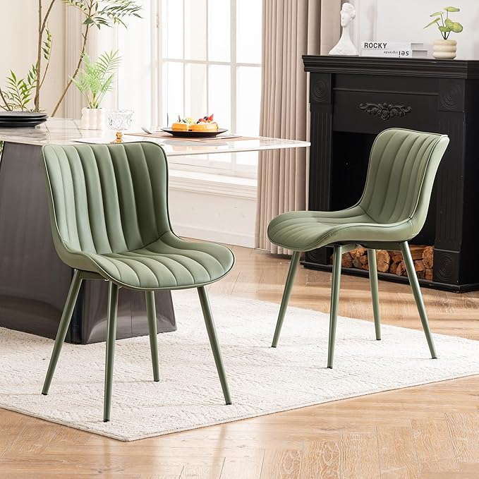 YOUNUOKE Mid-Century Modern Dining Chairs Set of 2, Armless Accent Chair by YOUNUOKE