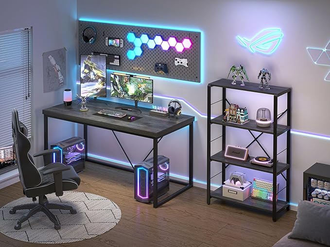 EXCEFUR Modern Home Office Desk, Wood and Metal Computer Desk, Industrial - Image 3