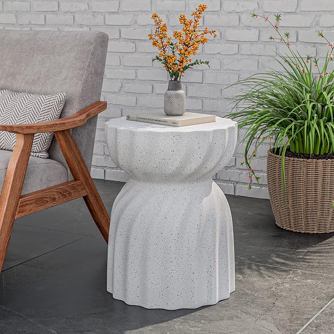 COSIEST Outdoor Side Table, Concrete Contemporary Lightweight Accent Table - Image 6
