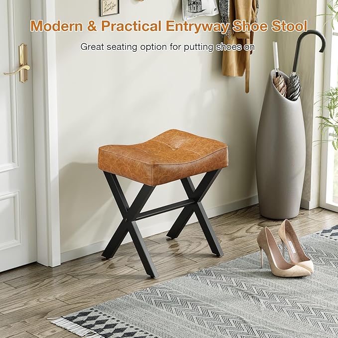 18-Inch Leather Vanity Stool Chair, Vanity Bench - Image 6