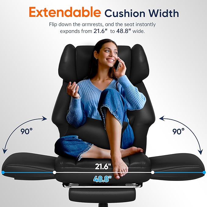 GABRYLLY Ergonomic Chair with Footrest – Wide Cross Legged Chair with - Image 3