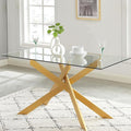 Edwin's Choice 58.5” Rectangle Glass Dining Table, Tempered Glass Table Top and by EdwinsChoice-ModernFurniture