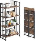 4NM No Assembly 4 Tiers Folding Bookshelf, 47.2" H Foldable Storage Shelves by 4NM