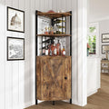 63” Corner Bar Cabinet with Wine Rack, 5-Tier Farmhouse Liquor Cabinet with by vividwood