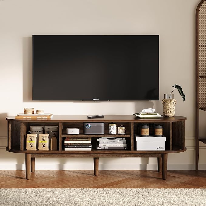 LINSY 58" Fluted TV Stand, Modern Entertainment Center - Image 5