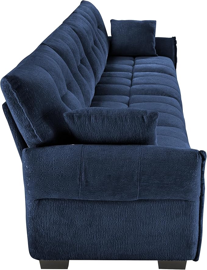 Modern Chenille Fabric 4-Seat Sofa w/ 2 Pillows, Premium Upholstery Living Room - Image 7