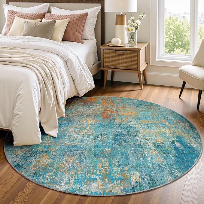 Washable Area Rugs 6ft Non-Slip Modern Abstract Soft - Image 2