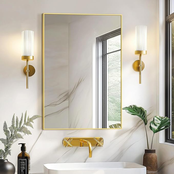Bathroom Vanity Mirror for Wall, HD Shatterproof Glass, Hangs Horizontally or - Image 3