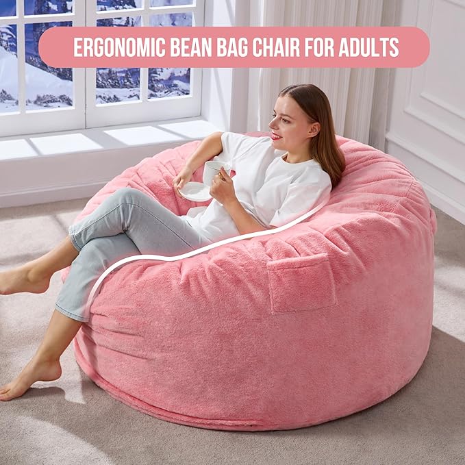 Hobestluk 4ft Bean Bag Chairs for Adults Large Beanbag Chair - Image 3