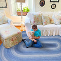 Homespice Denim Jute Blue Braided Rugs 5x8' Oval by Homespice