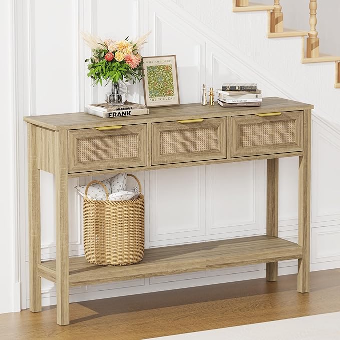 Entryway Table, Rattan Console Table - Image 7