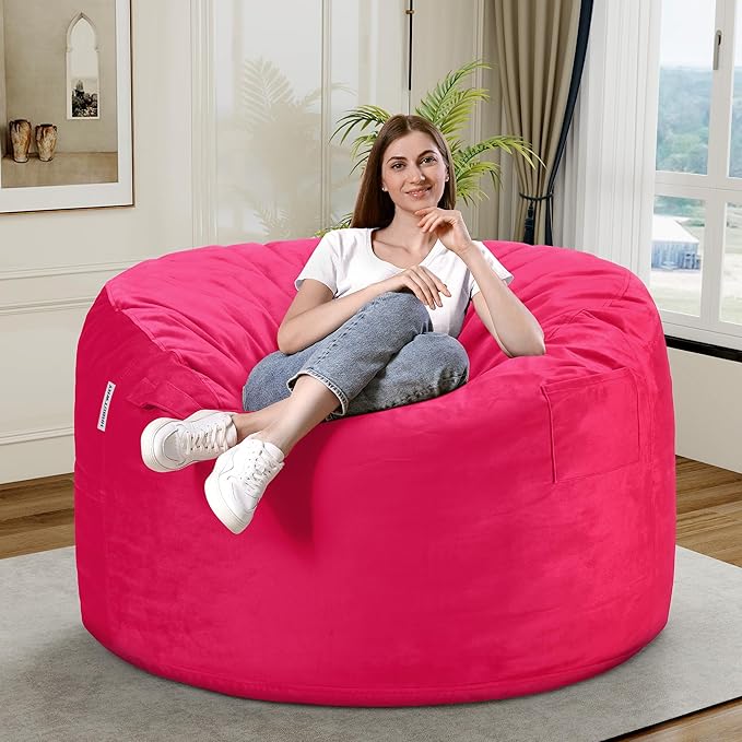 HABUTWAY Bean Bag Chair 3Ft Luxurious Velvet Ultra Soft Fur - Image 2