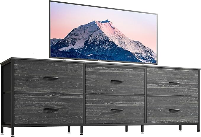 Huuger 63 Inch Long Dresser for Bedroom, TV Stand for 55, 70 Inch TV, 6 Drawer by Huuger