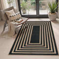 Lahome Modern Geometric Easy Jute Outdoor Rug, 3x5 Black Indoor Outdoor Carpet by Lahome