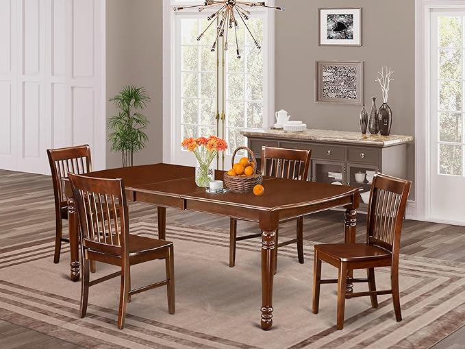 East West Furniture DONO5-MAH-W 5 Piece Dining Table Set - Image 2