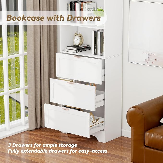 71" Tall Modern White Bookshelf - Image 6