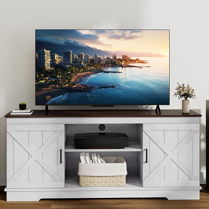 DWVO Farmhouse TV Stands for Living Room, Entertainment Center by DWVO