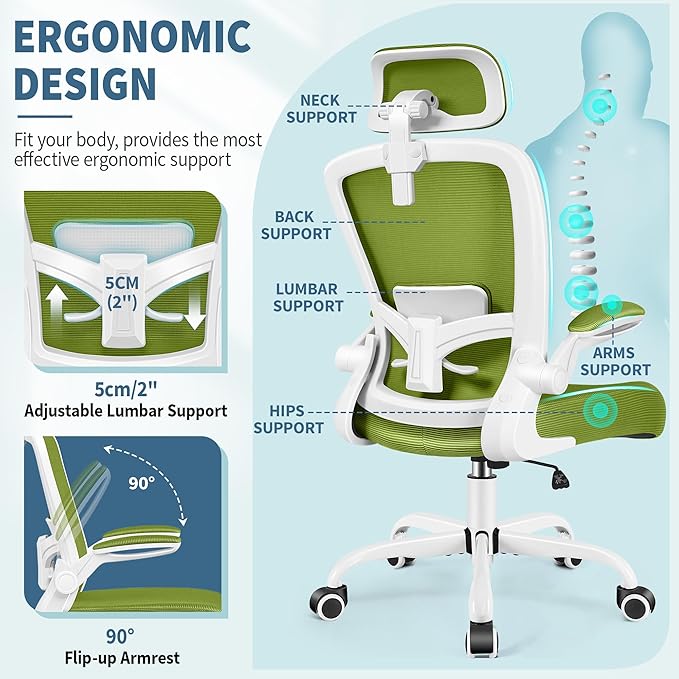 FelixKing Ergonomic Office Chair, Adjustable Lumbar Support, Swivel Chair - Image 4