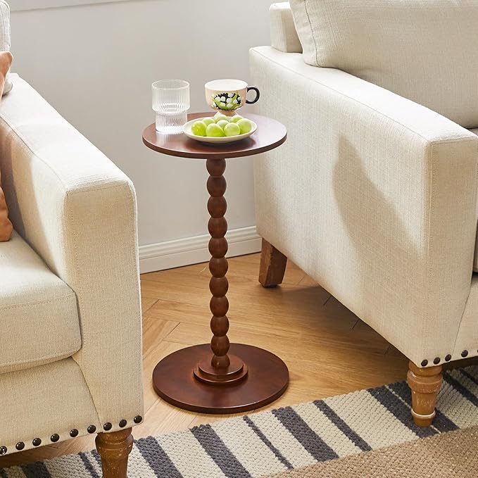 Round Side Table, Solid Wood End Table, Small Drink Table Sofa End Table - Image 7