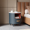 Merax Round Nightstand with Storage Drawer, MDF Contemporary Modern Bedside by Merax