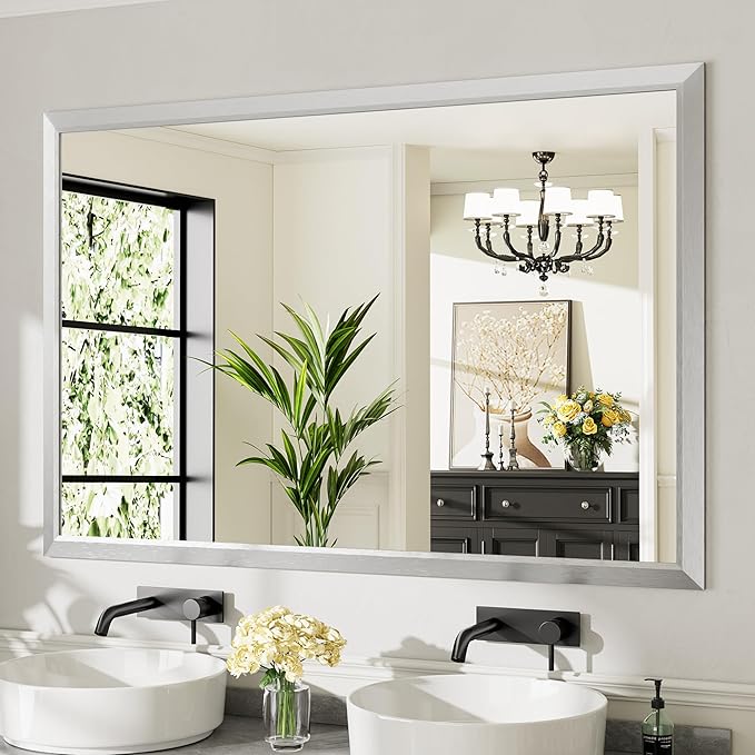 60x40 Inch Silver Bathroom Mirror by Briivuemodernmirrors