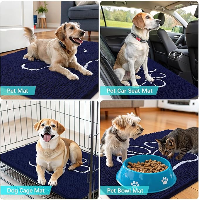 OLANLY Door Mat for Muddy Dog Paws 24x16, Ultra Absorbent Chenille Mud Doormat - Image 7