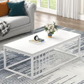 FOLUBAN White Coffee Table, Modern Rustic Wood and Metal Center Table, by FOLUBAN