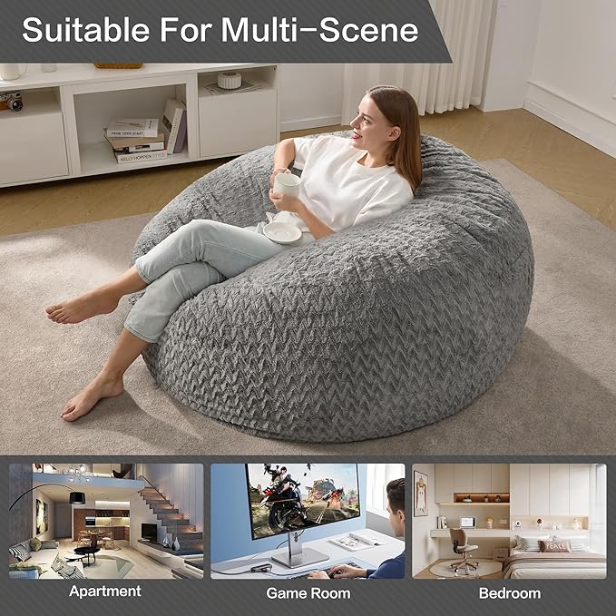 Hobestluk 5ft Bean Bag Chairs for Adults Large Beanbag Chair - Image 5