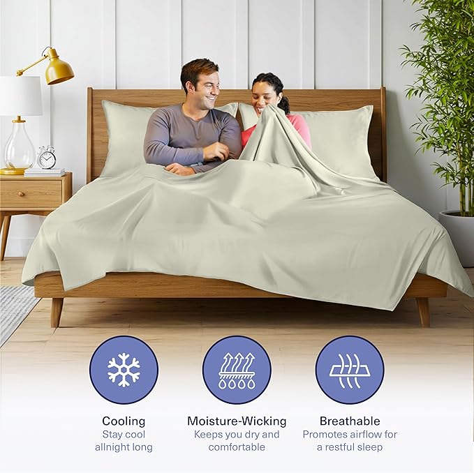 Kickoff Viscose Bamboo Sheets Twin XL Size 3-pc 100% Organic Bamboo Viscose Bed - Image 3