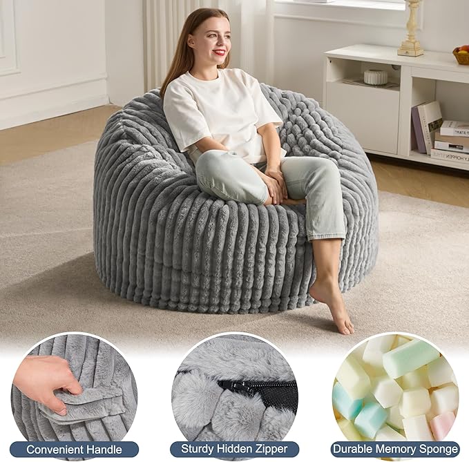 Hobestluk 3ft Bean Bag Chairs for Adults Large Beanbag Chair - Image 4