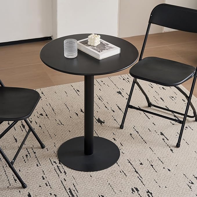 24 inch Black Round Table Small Dining Table, Metal Modern Kitchen Table - Image 3