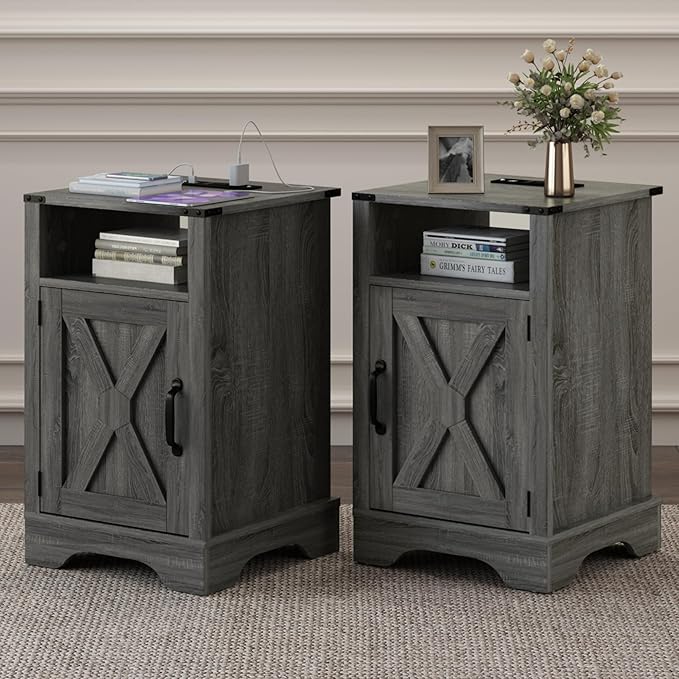 RoyalCraft Set of 1 Farmhouse Nightstand, Tall Bedside Table - Image 7