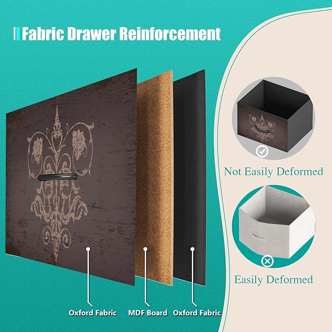 Dresser for Bedroom with 9 Drawers & 2 Open Shelves, Fabric Storage Dresser - Image 8